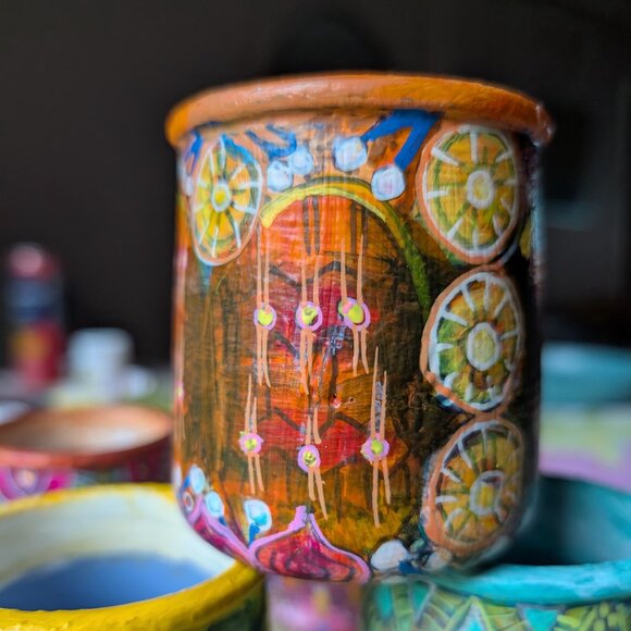 Hand Painted Ceramic Jar & Lid: CITRUS - Picture 1 of 6